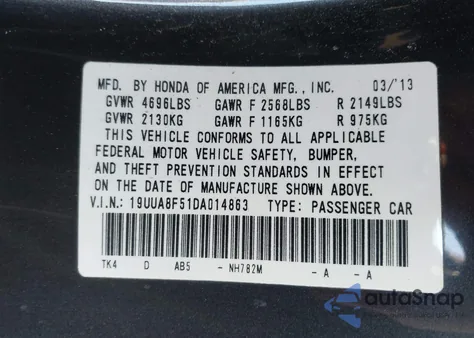 2013 Acura Tl 3.5 z USA, uszkodzony, nr VIN 19UUA8F51DA014863